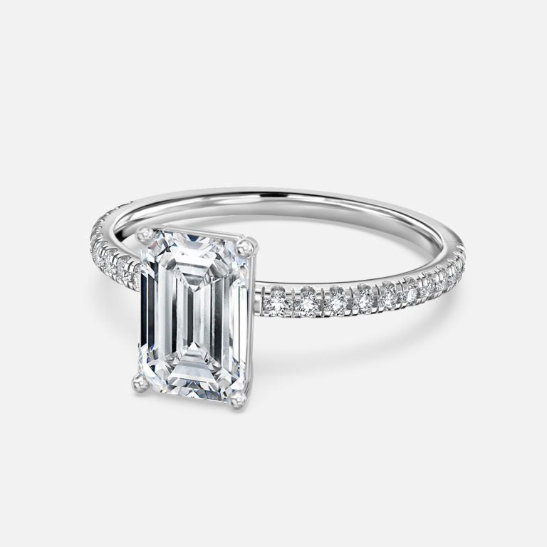 Maeve Emerald Diamond Band Moissanite Engagement Ring