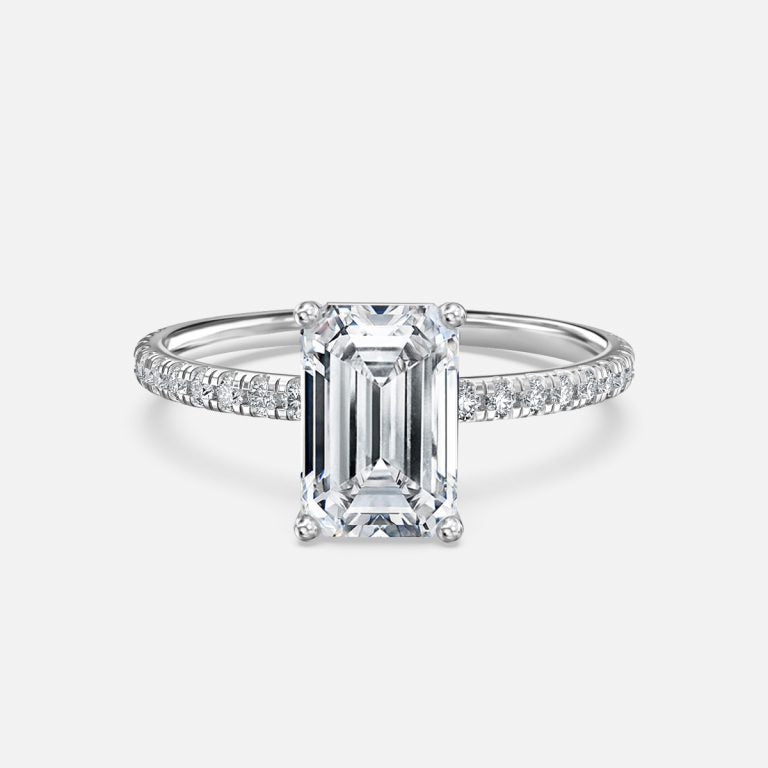 Maeve Emerald Diamond Band Moissanite Engagement Ring