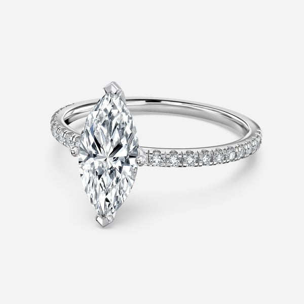 Maeve Marquise Diamond Band Moissanite Engagement Ring