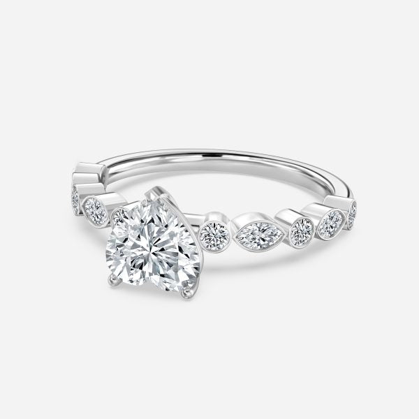 Pailin Heart Unique Diamond Band Moissanite Engagement Ring