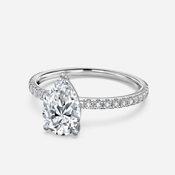 Maeve Pear Diamond Band Moissanite Engagement Ring