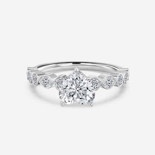 Pailin Heart Unique Diamond Band Moissanite Engagement Ring