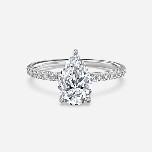 Maeve Pear Diamond Band Moissanite Engagement Ring