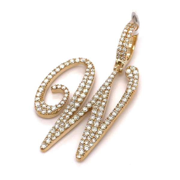 2.50 CT Moissanite Iced Out Letter W Pendant