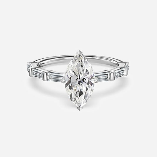 Lark Marquise Diamond Band Moissanite Engagement Ring