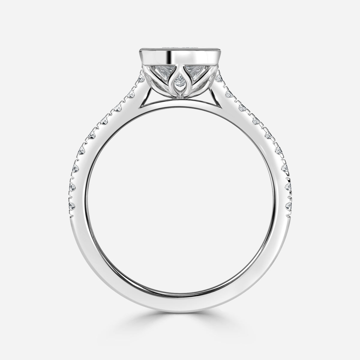 Arabella Princess Diamond Band Moissanite Engagement Ring