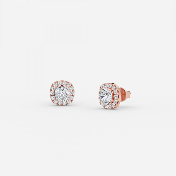 Cushion Moissanite Halo Earrings