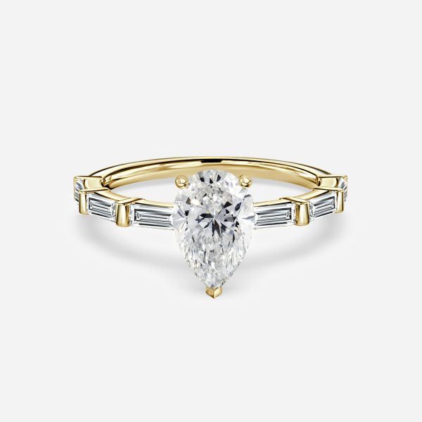 Lark Pear Diamond Band Moissanite Engagement Ring