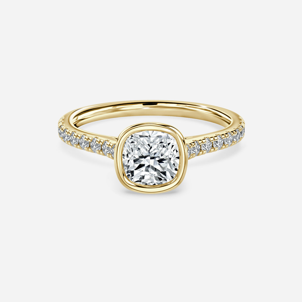 Arabella Cushion Bezel Moissanite Engagement Ring