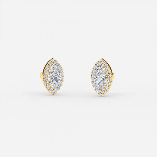 Marquise Moissanite Halo Earrings