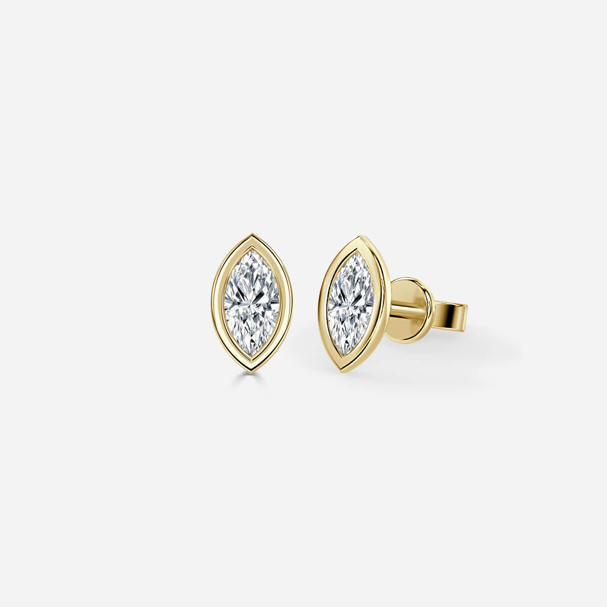 Bezel Set Marquise Moissanite Stud Earrings