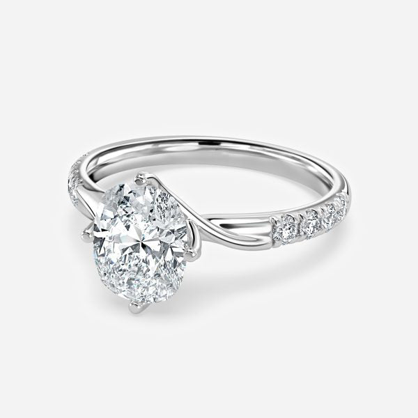 Netto Oval Diamond Band Moissanite Engagement Ring