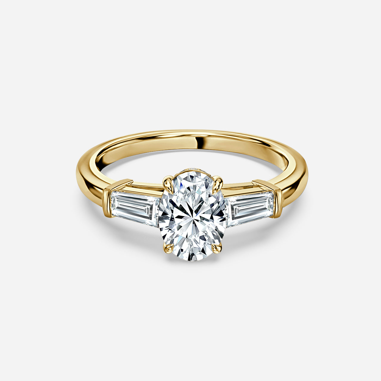 Marcelline Oval Three Stone Moissanite Engagement Ring