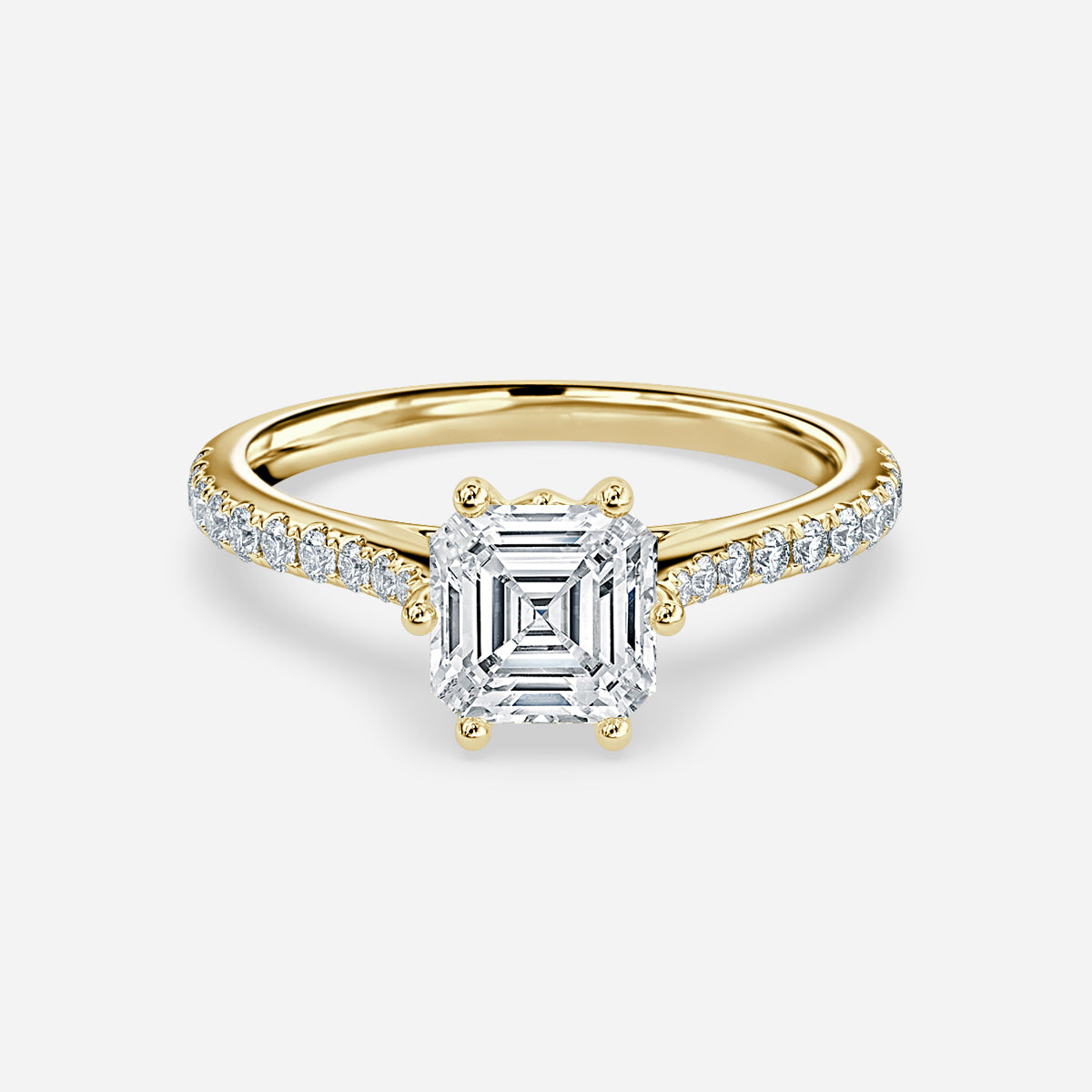 Odessa Asscher Diamond Band Moissanite Engagement Ring