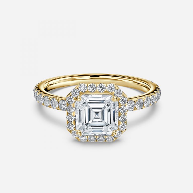 Lucia Asscher Halo Moissanite Engagement Ring