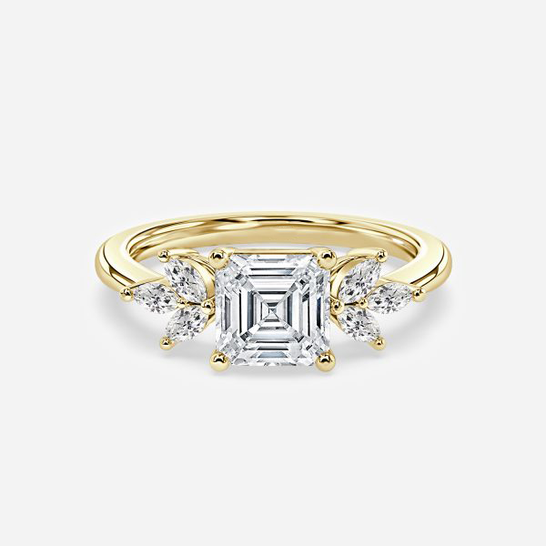 Anong Asscher Three Stone Moissanite Engagement Ring