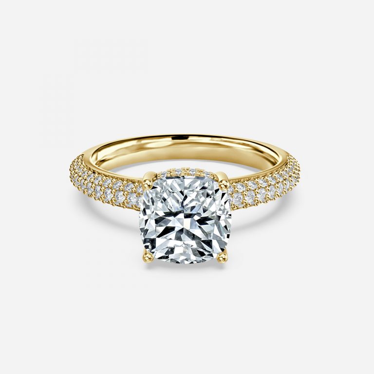 Eluned Cushion Hidden Halo Moissanite Engagement Ring