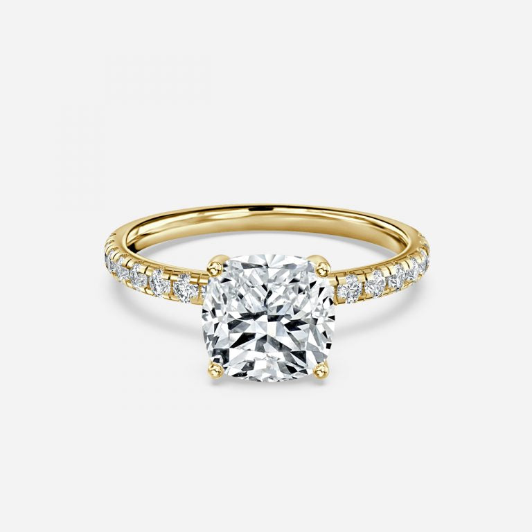 Vittoria Cushion Diamond Band Moissanite Engagement Ring