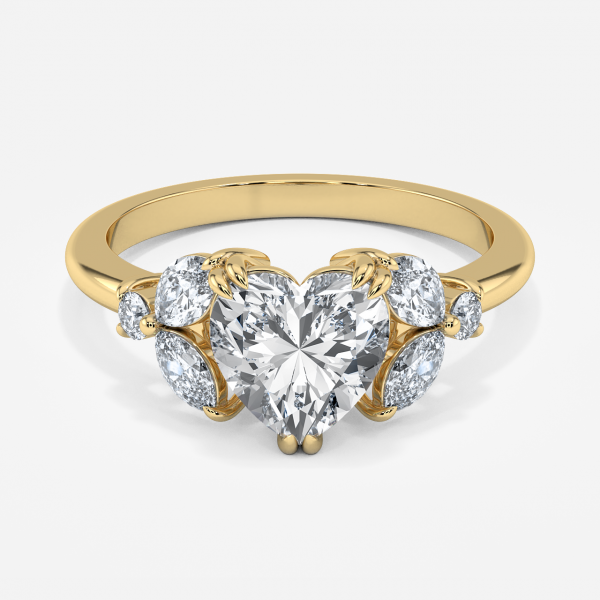 Zephyr Heart Three Stone Engagement Ring