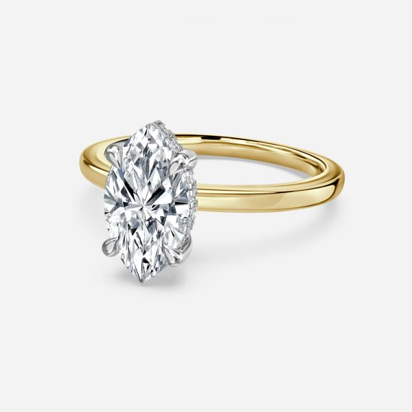 Penelope Two Tone Marquise Hidden Halo Moissanite Engagement Ring