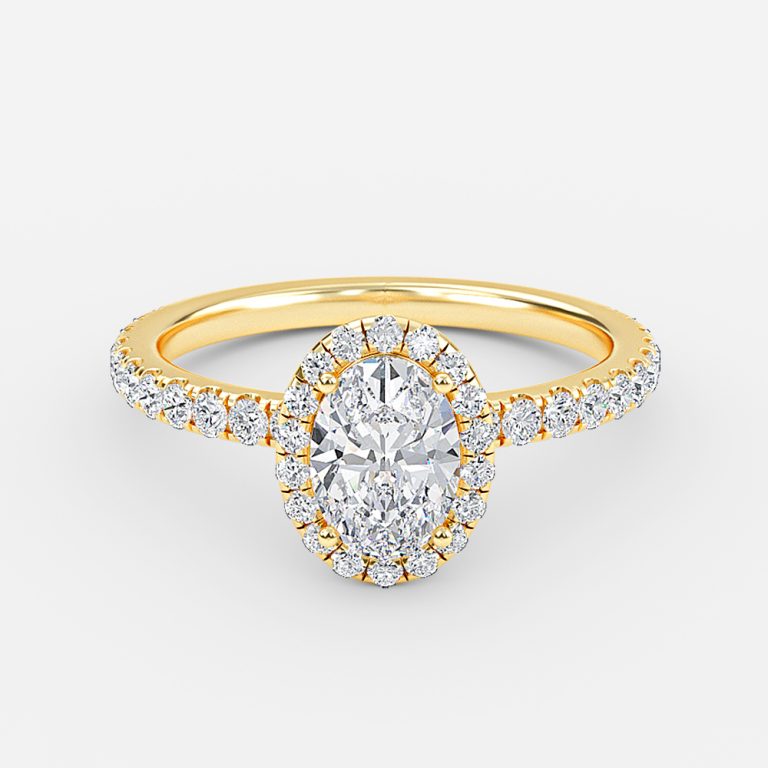 Lucia Oval Halo Moissanite Engagement Ring