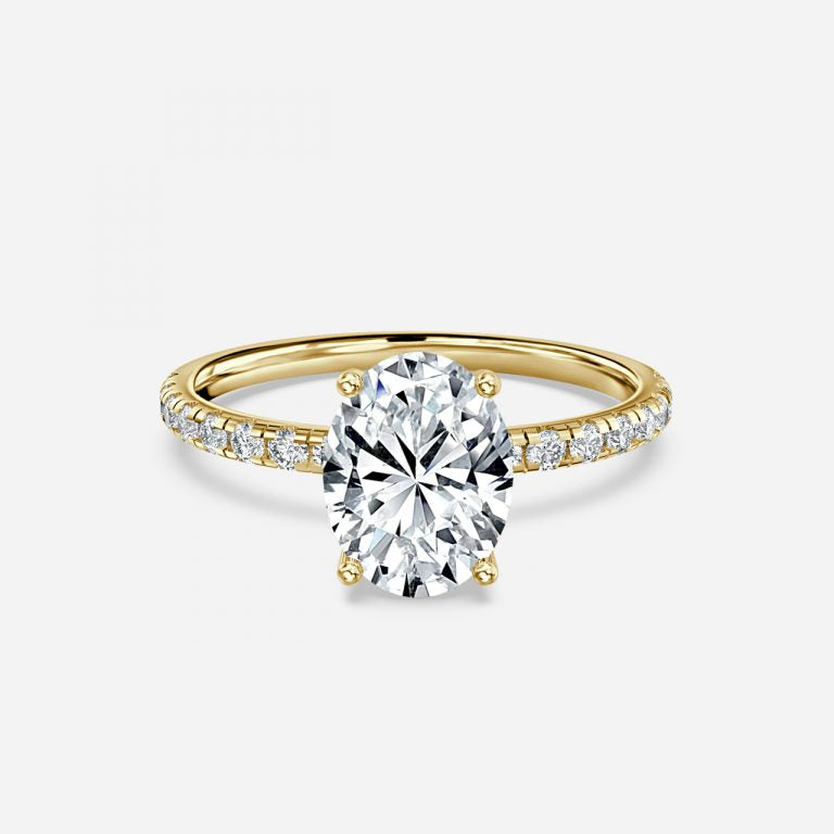 Vittoria Oval Diamond Band Moissanite Engagement Ring