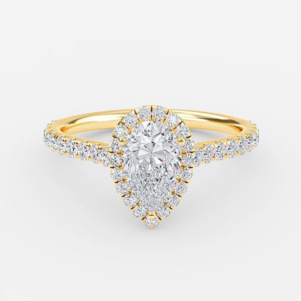 Joliette Pear Halo Moissanite Engagement Ring