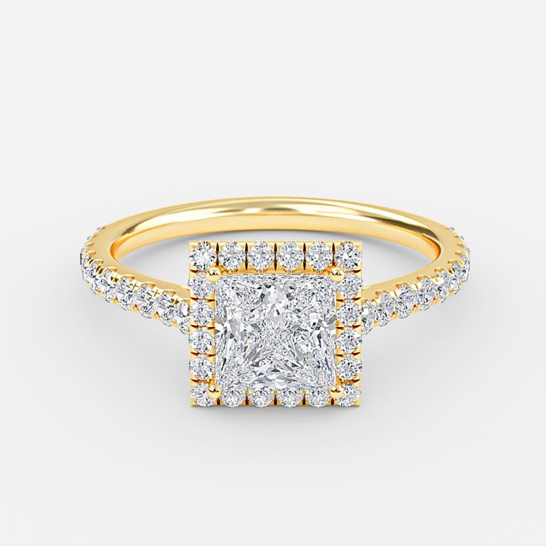 Joliette Princess Halo Moissanite Engagement Ring