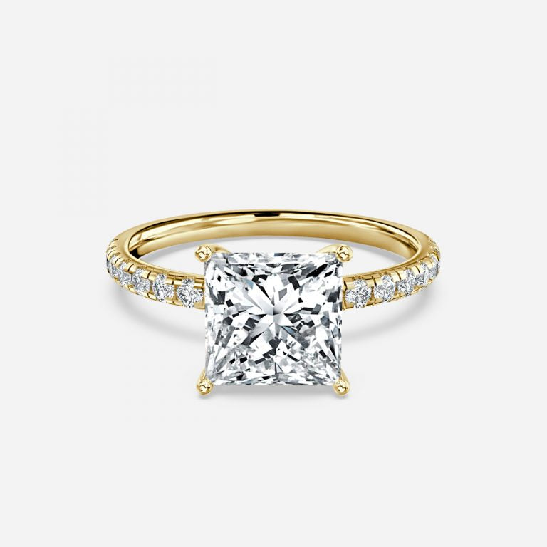 Vittoria Princess Diamond Band Moissanite Engagement Ring