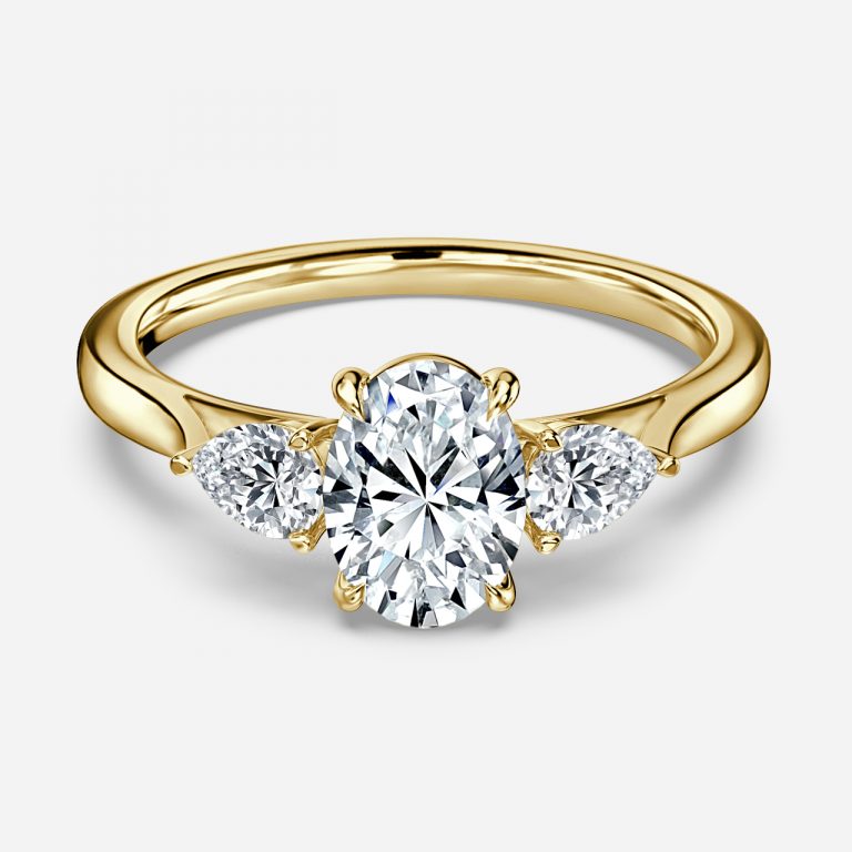 Lisette Oval Three Stone Moissanite Engagement Ring